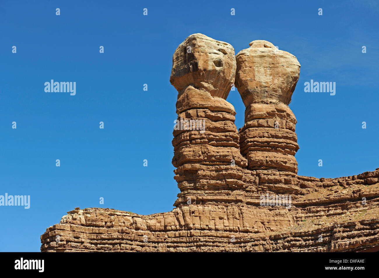 Rock formation Twin Rocks, Bluff, Utah, USA Banque D'Images