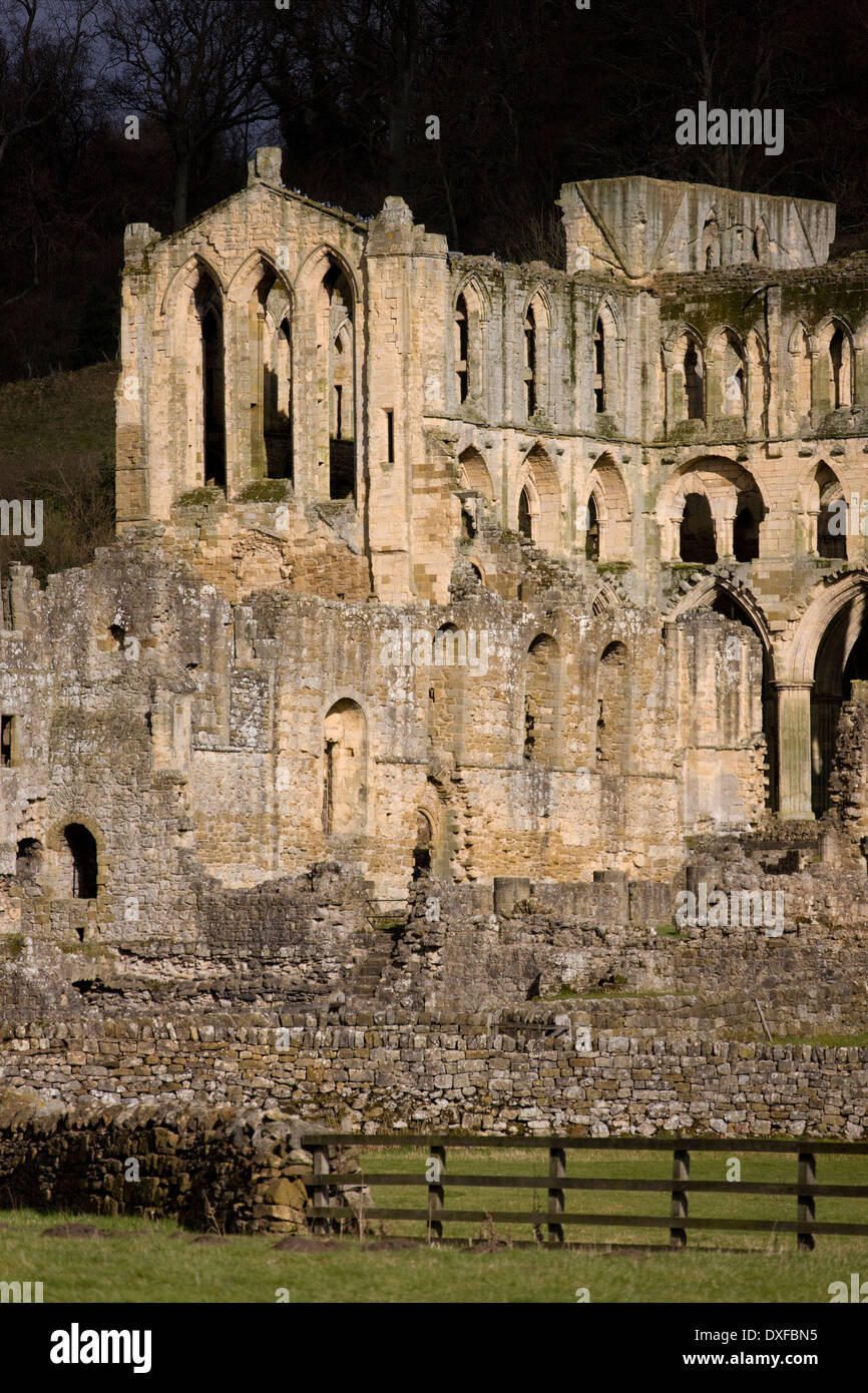 Ruines de l'abbaye de Rievaulx dans Yorkshire du Nord dans le nord-est de l'Angleterre Banque D'Images