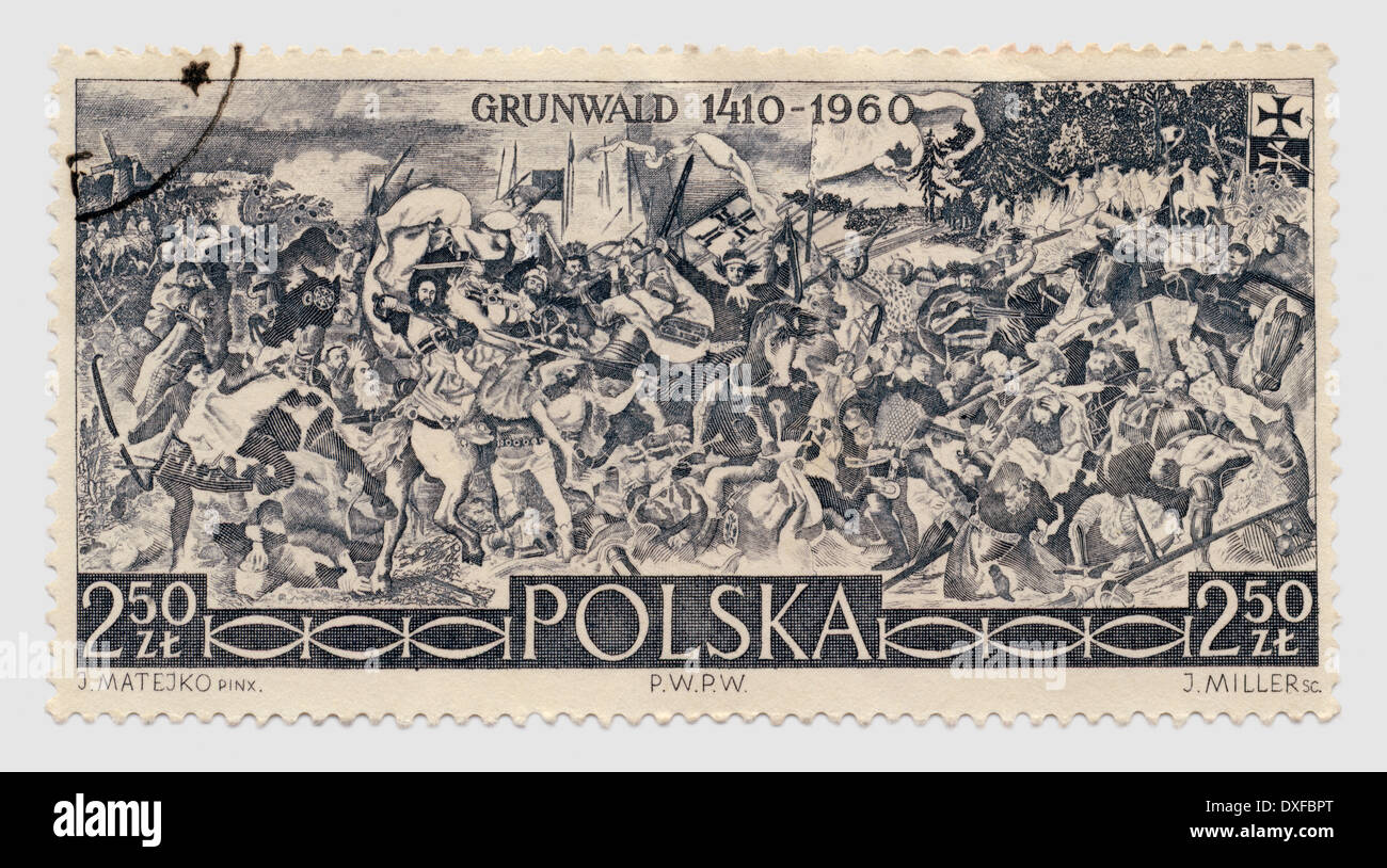 Polish Timbre-poste commémorant la bataille de Grunwald en 1410 Banque D'Images