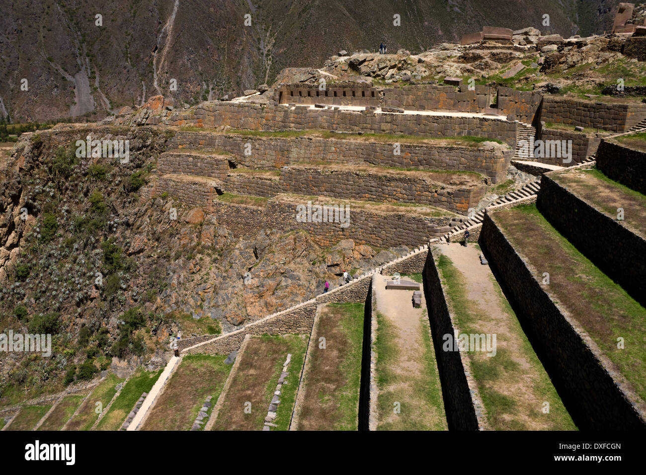 Les ruines Inca de Ollantaytambo dans la Vallée Sacrée des Incas - Pérou Banque D'Images