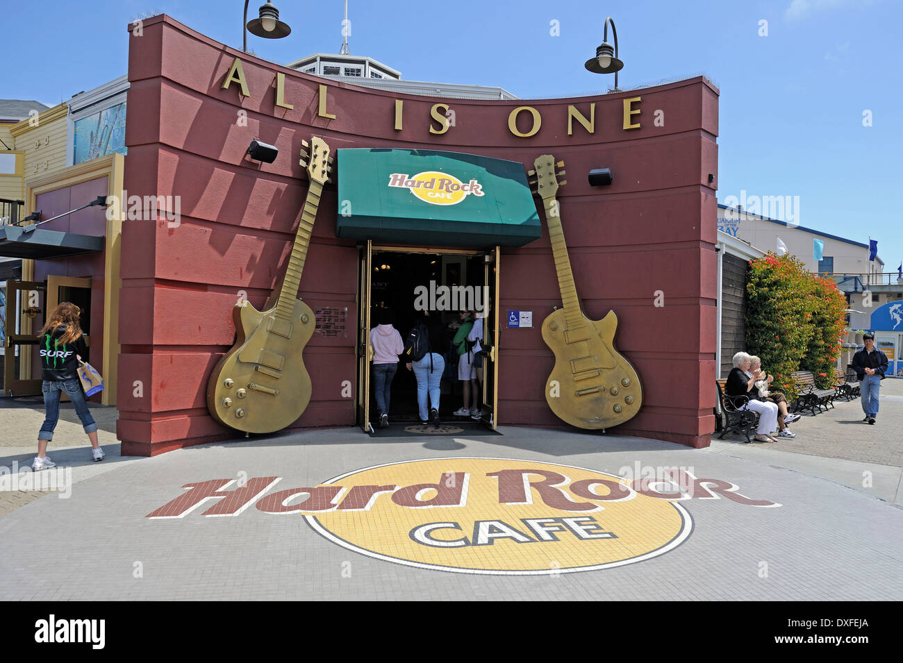 Hard Rock Cafe, le Pier 39, Fisherman's Wharf, San Francisco, California, USA Banque D'Images
