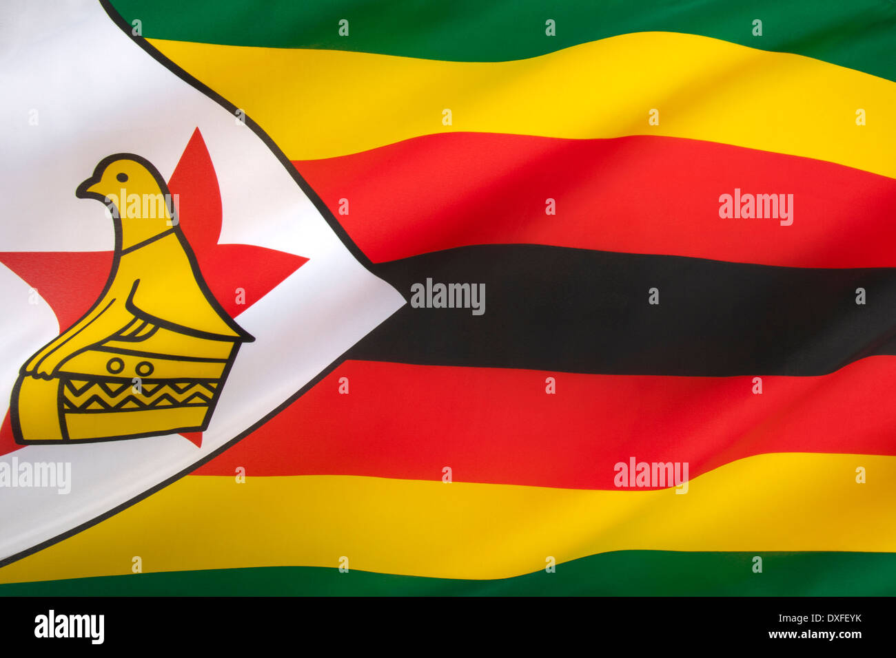 Le drapeau national de la République du Zimbabwe (connu officiellement sous le nom de Rhodésie du Sud de 1895 à 1980) Banque D'Images