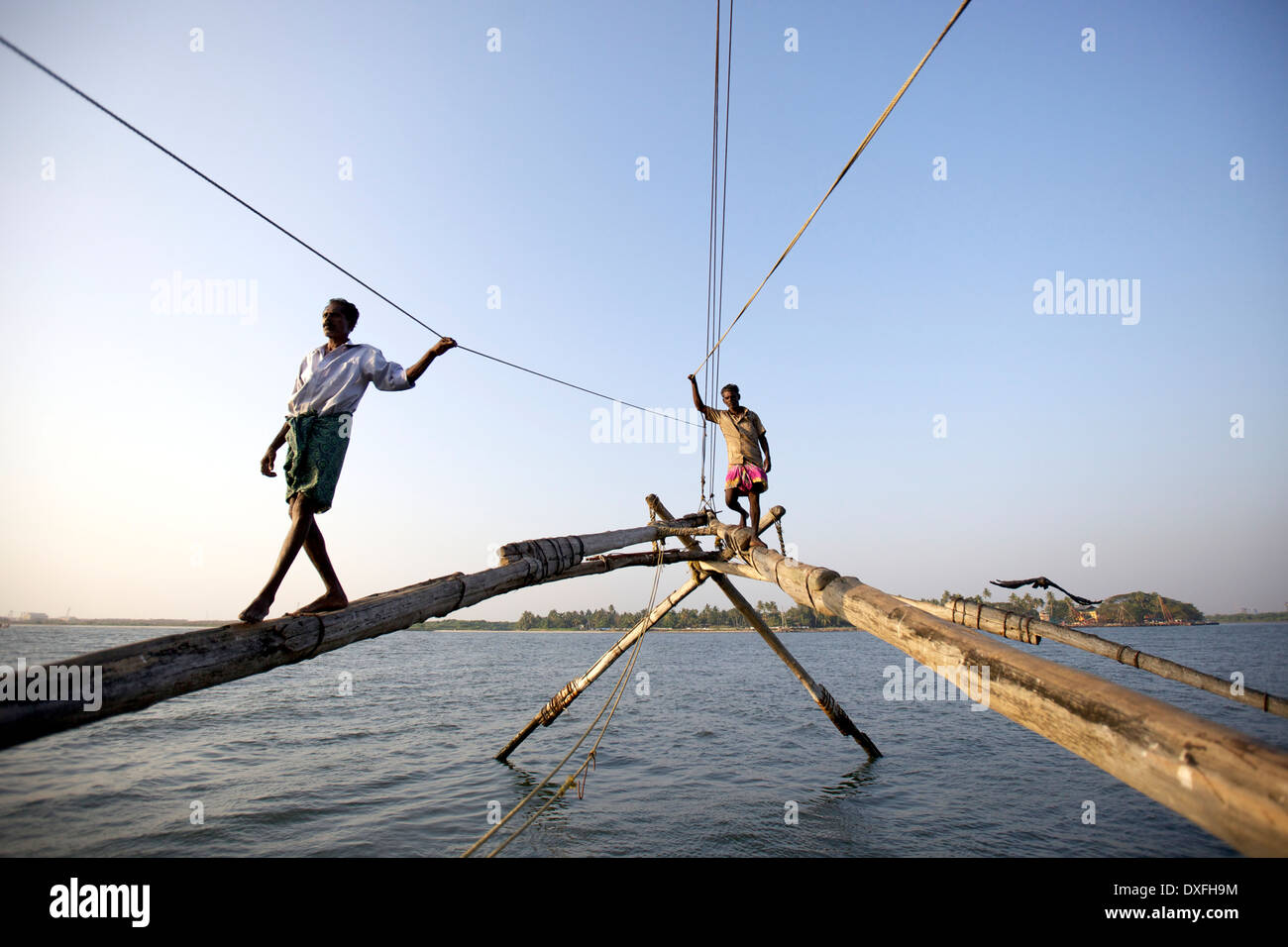 Filets de pêche chinois, fort Cochin, Kerala, Inde Banque D'Images