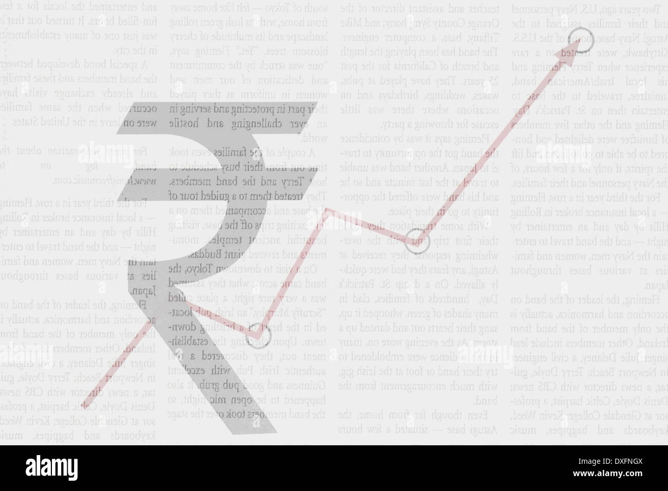 Rupee symbole avec la flèche graphique Banque D'Images