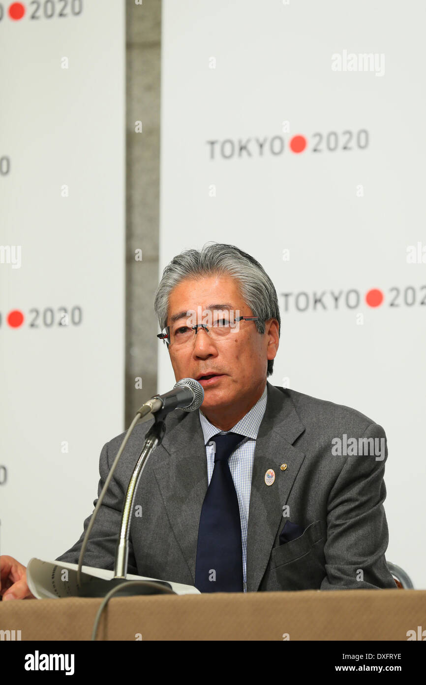 Tsunekazu Takeda, 26 mars 2014 : une conférence de presse du Comité d'organisation de Tokyo des Jeux Olympiques et Paralympiques de Tokyo, Japon. © Yohei Osada/AFLO SPORT/Alamy Live News Banque D'Images