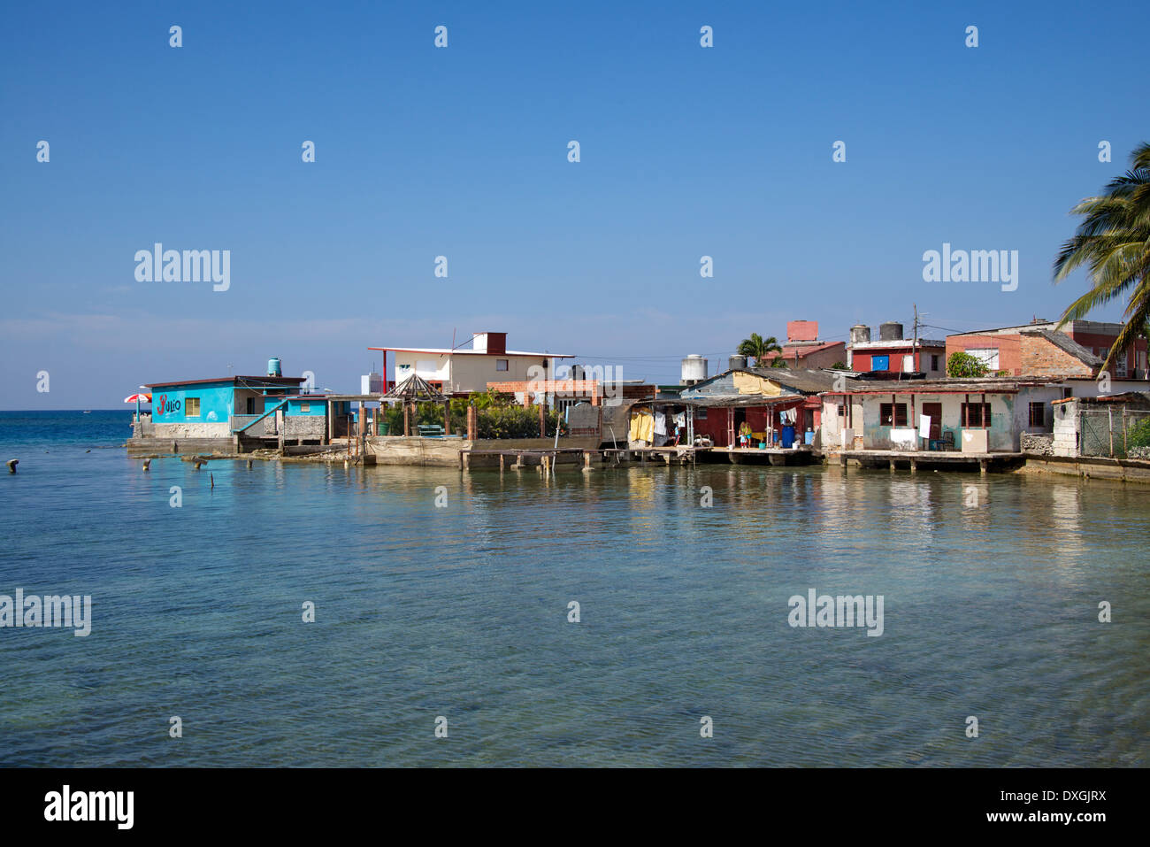 Maisons de pêcheurs Playa Baracoa près de La Havane Cuba Banque D'Images