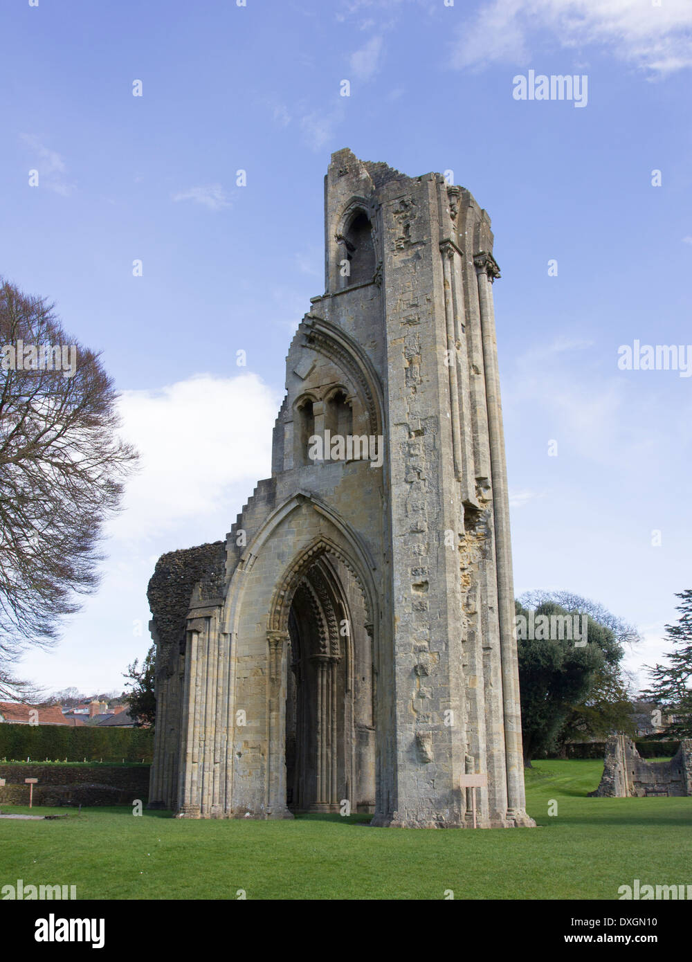Les ruines de l'Abbaye de Glastonbury dans le Somerset, Angleterre Banque D'Images