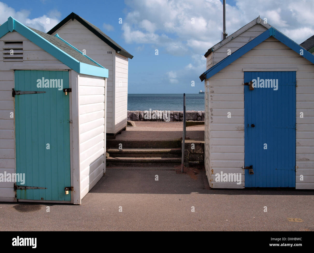 Cabines de plage, Paignton, Devon, UK Banque D'Images