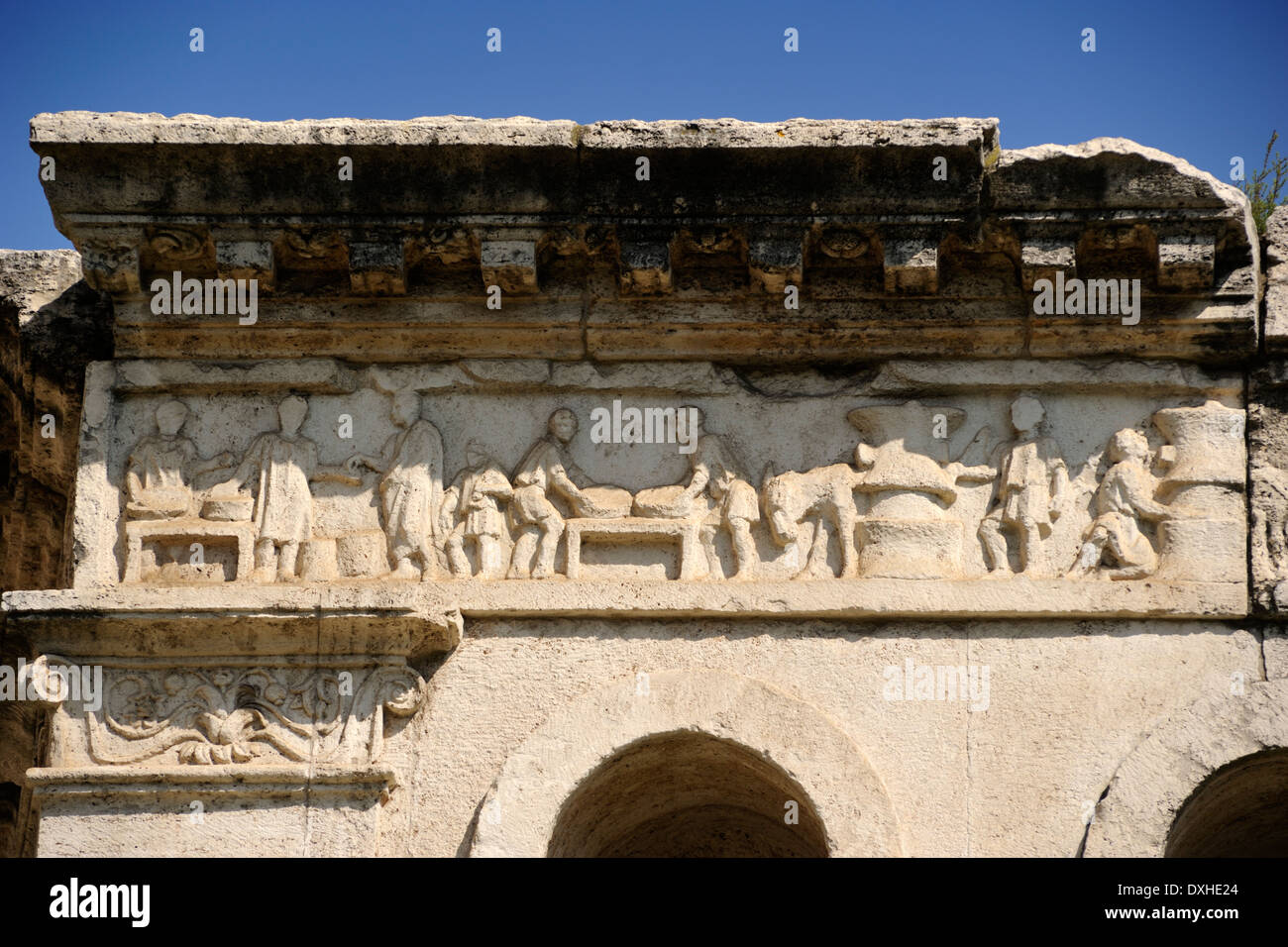 Italie, Rome, Porta Maggiore, tombe d'Eurysace, bas relief Banque D'Images