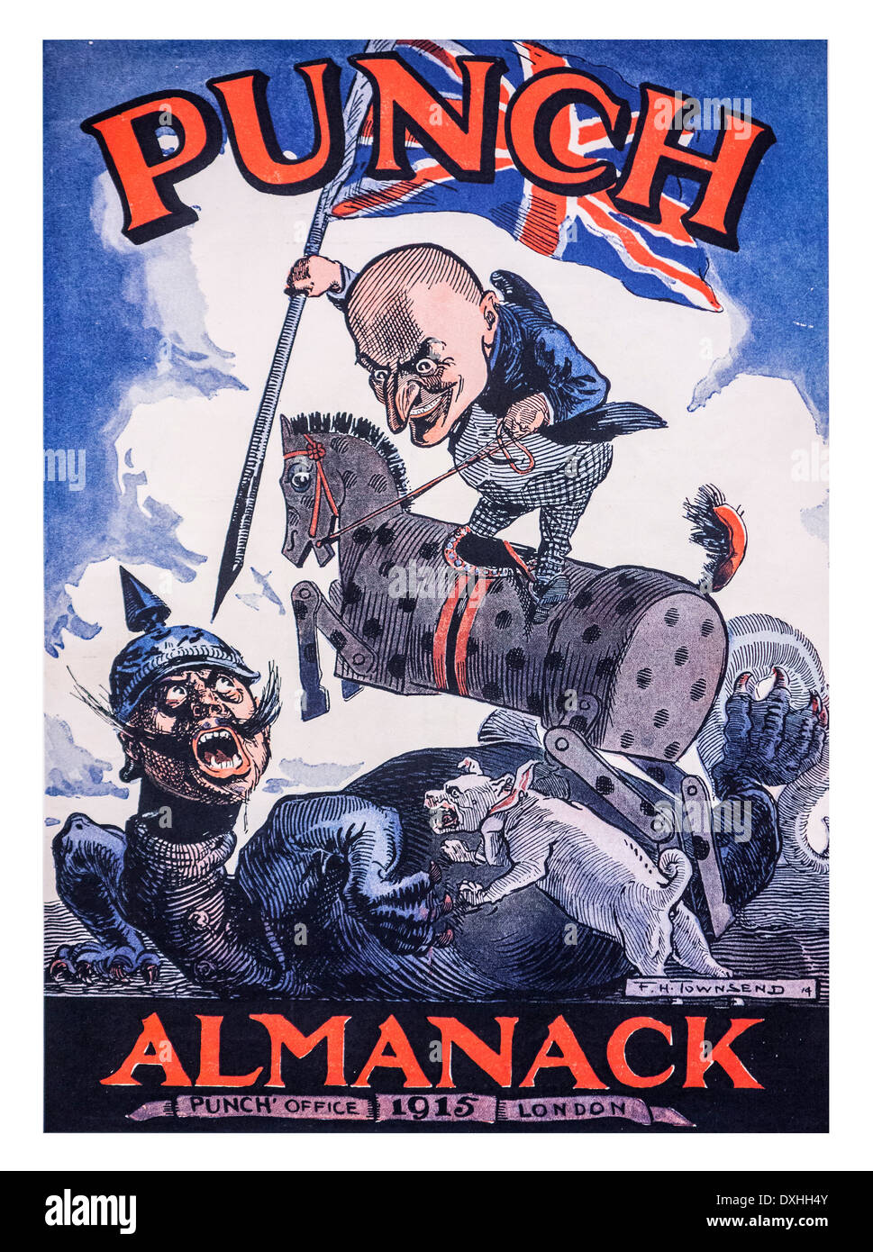 La première guerre mondiale, la caricature de F. H. Townsend pour le poinçon 1915's Almanack capot avant, pendant la Première Guerre mondiale Un Banque D'Images