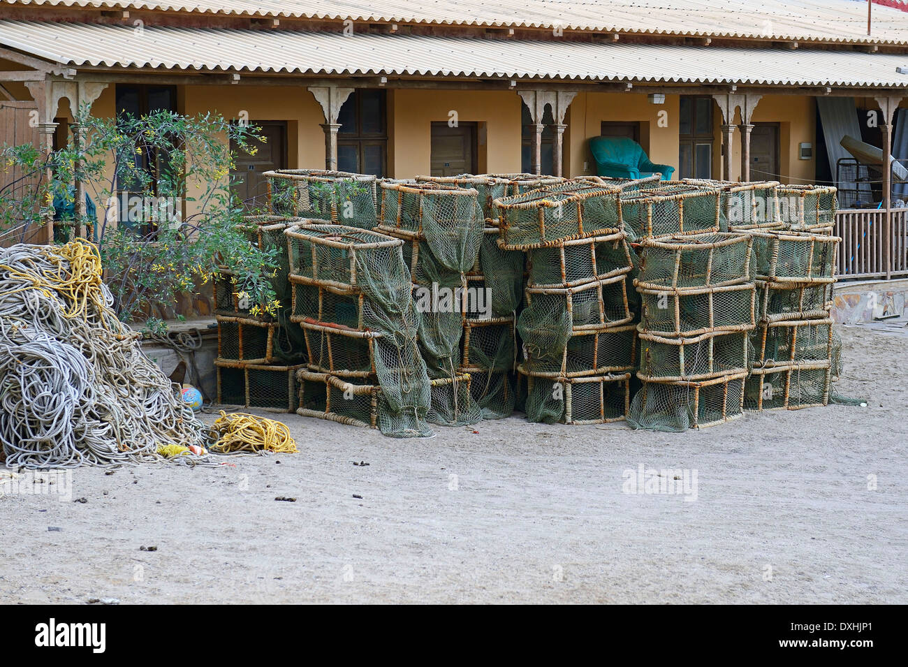 Des cages à homard, Luderitz, Namibie, Lüderitz Banque D'Images