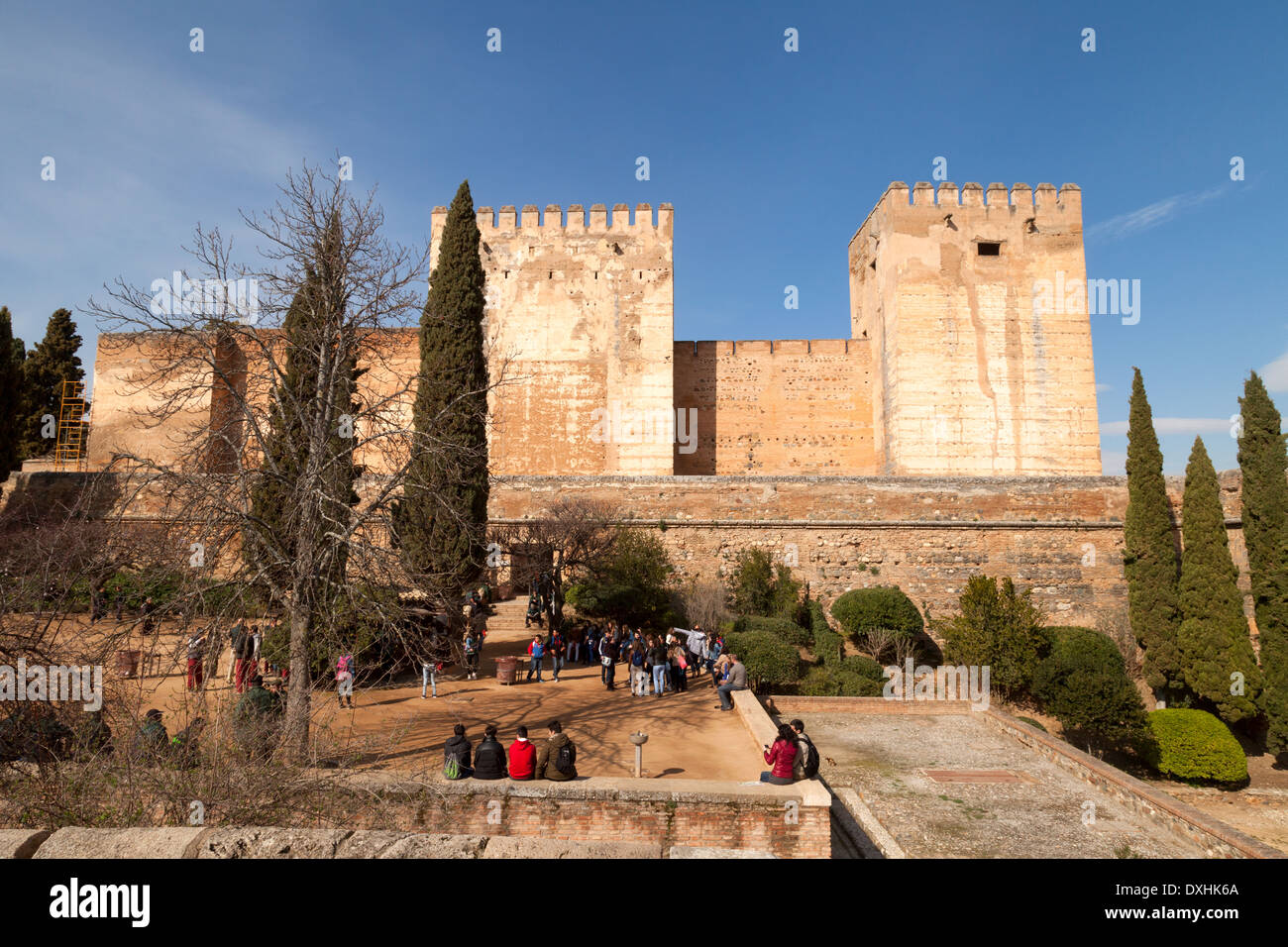 L'Alcazaba, Palais de l'Alhambra, Grenade, Andalousie, Espagne, Europe Banque D'Images