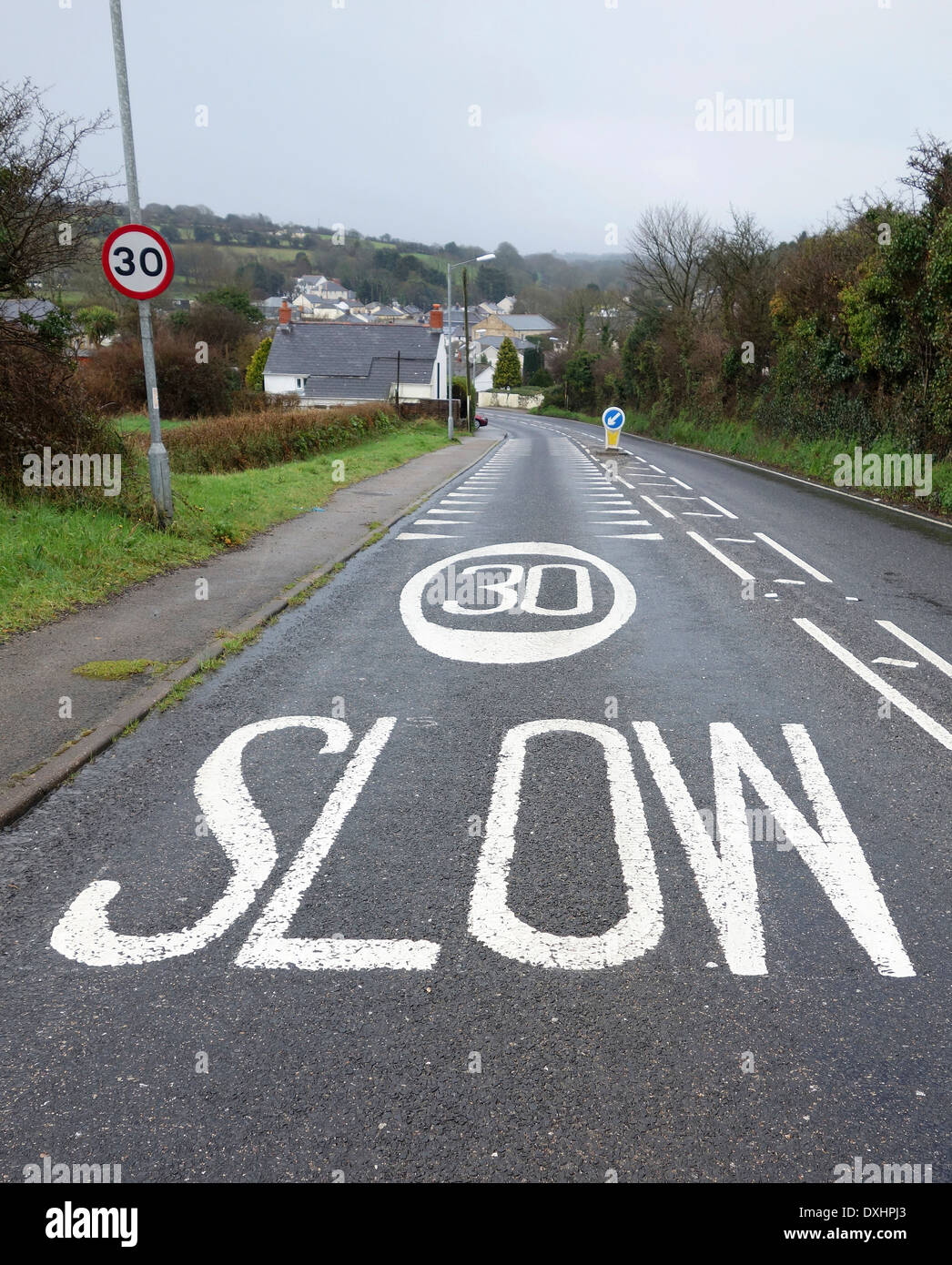 La limite de vitesse de 30 mi/h sign painted on road Banque D'Images