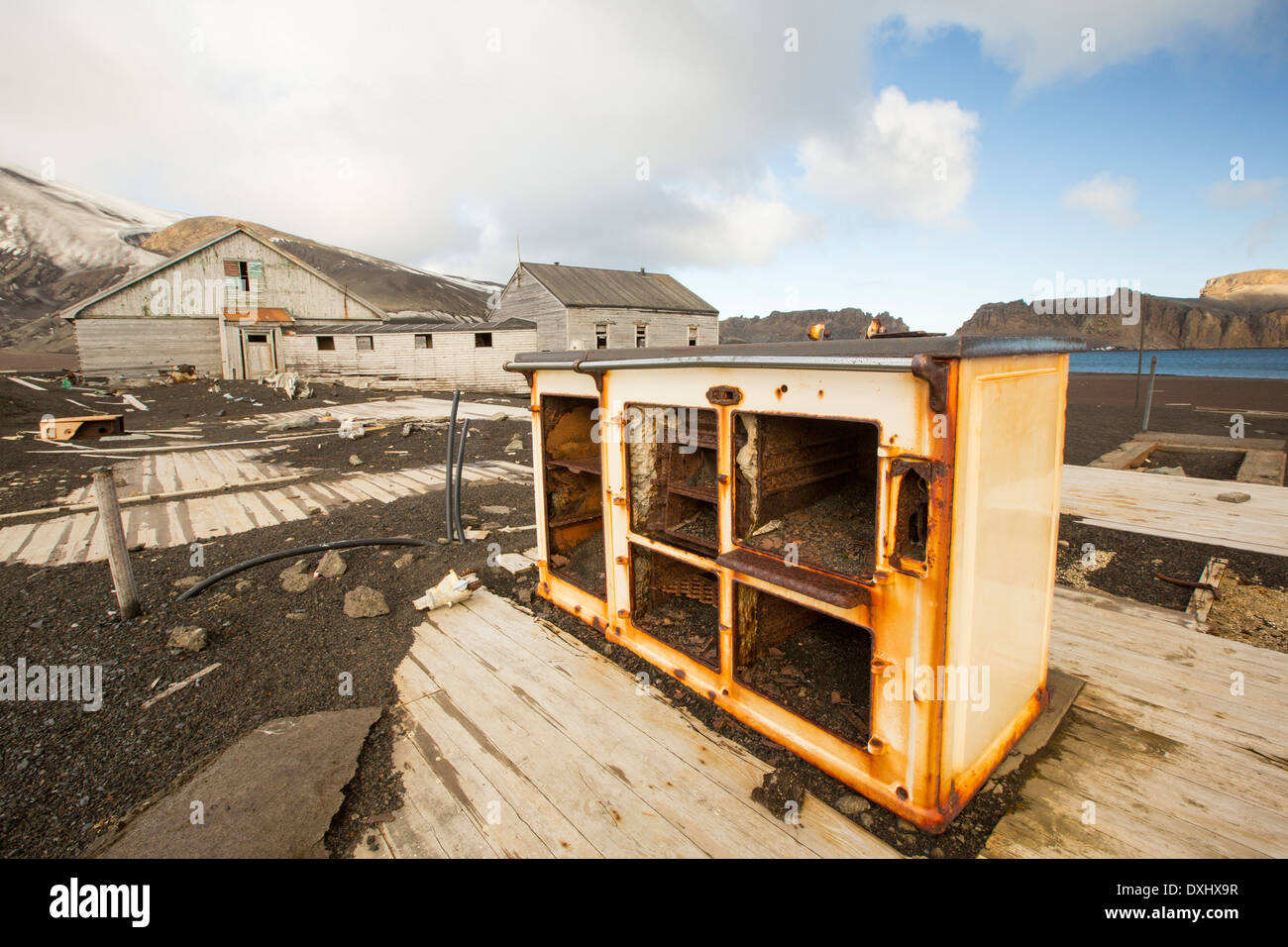 L'ancien British Antarctic Survey station sur l'île de la déception dans les îles Shetland du Sud au large de la péninsule Antarctique Banque D'Images