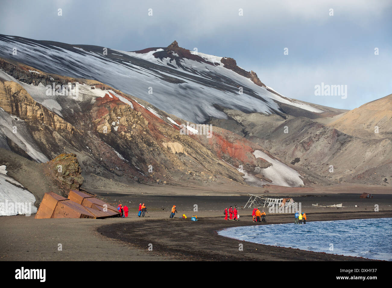 L'ancienne station baleinière abandonnée sur l'Île Déception dans les îles Shetland du Sud au large de la péninsule Antarctique Banque D'Images