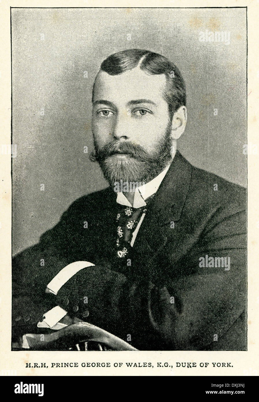 Gravure d'époque de Prince George, duc d'York, futur roi George V. Banque D'Images