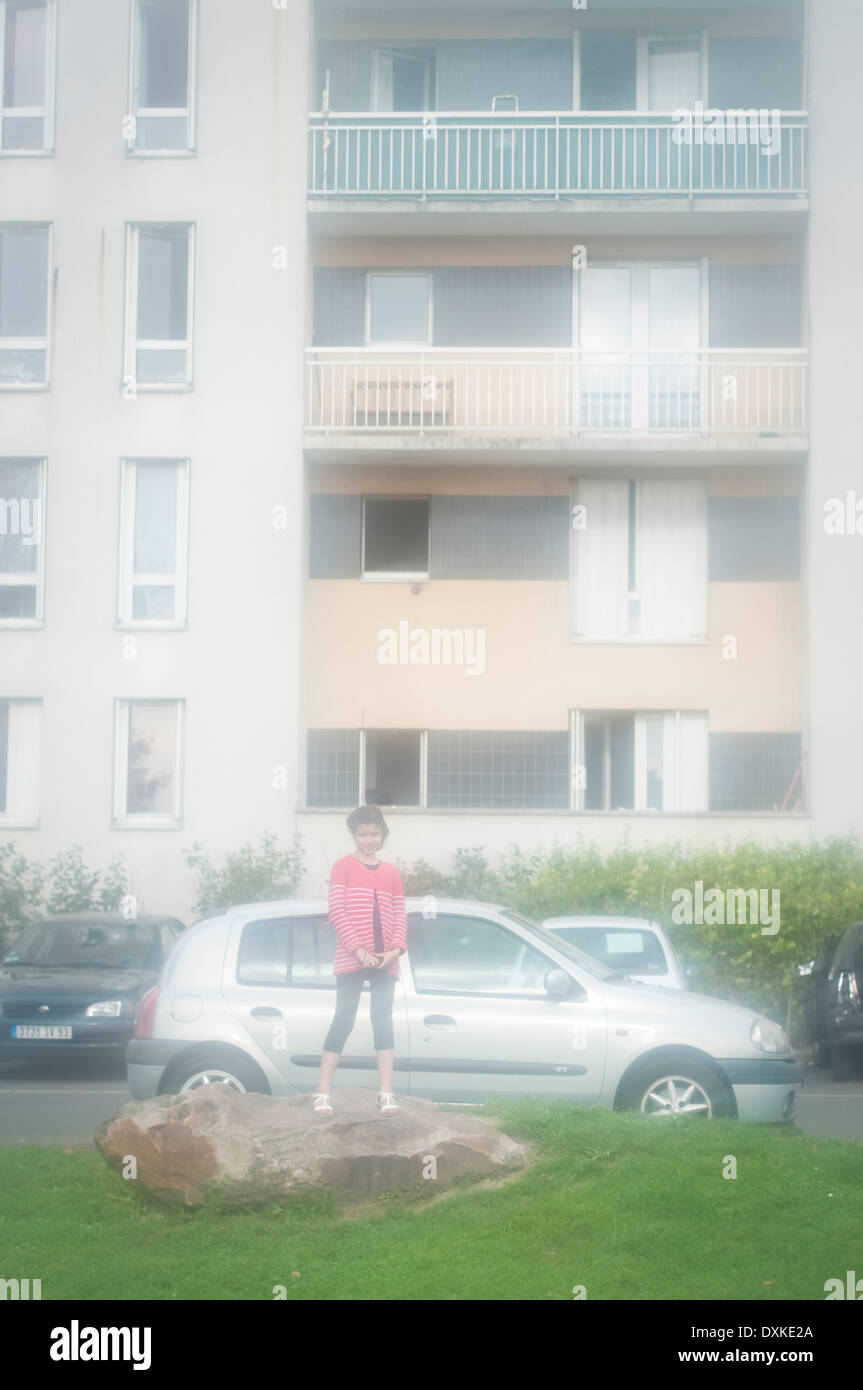 Un Sevran-Beaudottes voisin populaire de banlieue parisienne, Ile-de-France, France. Banque D'Images