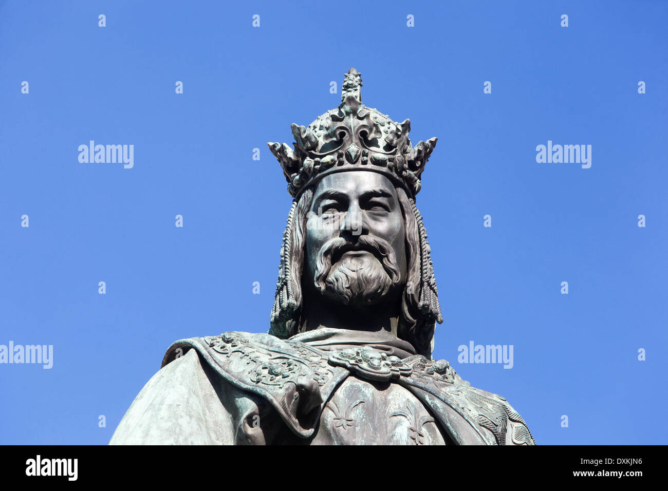 L'empereur Charles IV, l'empereur Saint-Romain et le roi tchèque bien-aimé, les chevaliers de la Croix, près du pont Charles, Prague, République Tchèque Banque D'Images