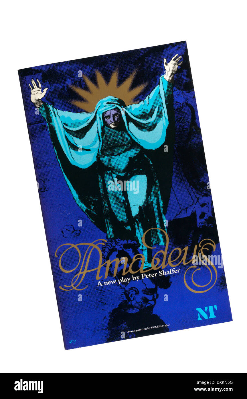 Programme pour le Théâtre National 1979 production d'Amadeus de Peter Shaffer, à l'Olivier Theatre. Banque D'Images
