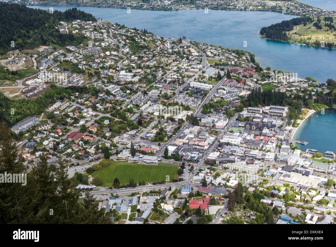 Vue aérienne de Queenstown, île du Sud, Nouvelle-Zélande Banque D'Images