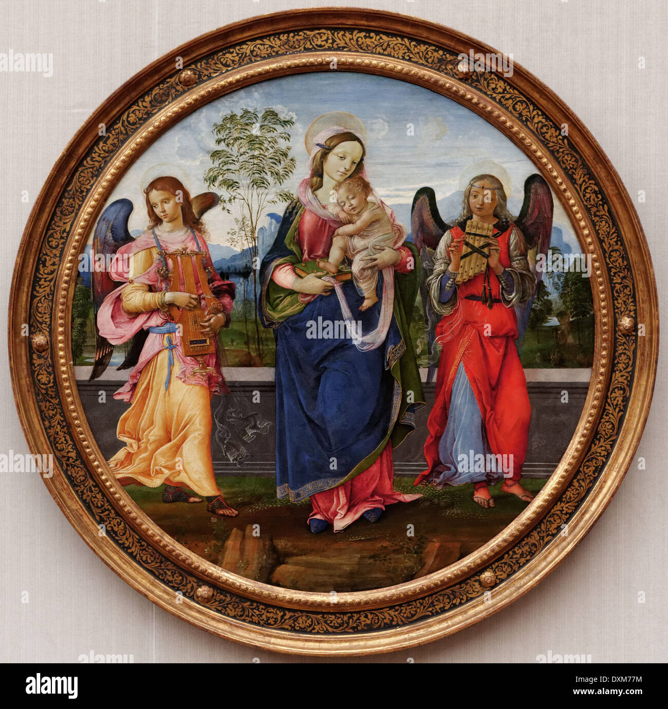 Raffaellino Del Garbo - Maria et de l'enfant avec deux anges jouant des instruments - 1498 - XV ème siècle - École italienne - Gemäldegal Banque D'Images