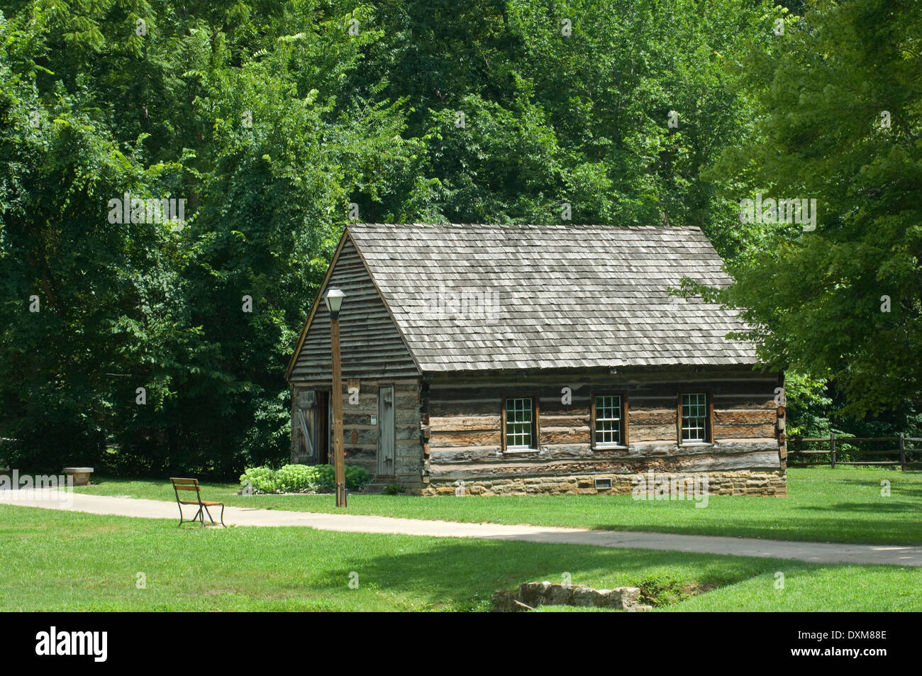 Réunion Journal-house (restauré) Spring Mill Pioneer Village, Indiana. Photographie numérique Banque D'Images