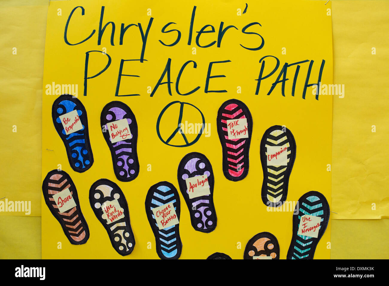 Detroit, Michigan - une affiche à l'école élémentaire de Chrysler. Banque D'Images
