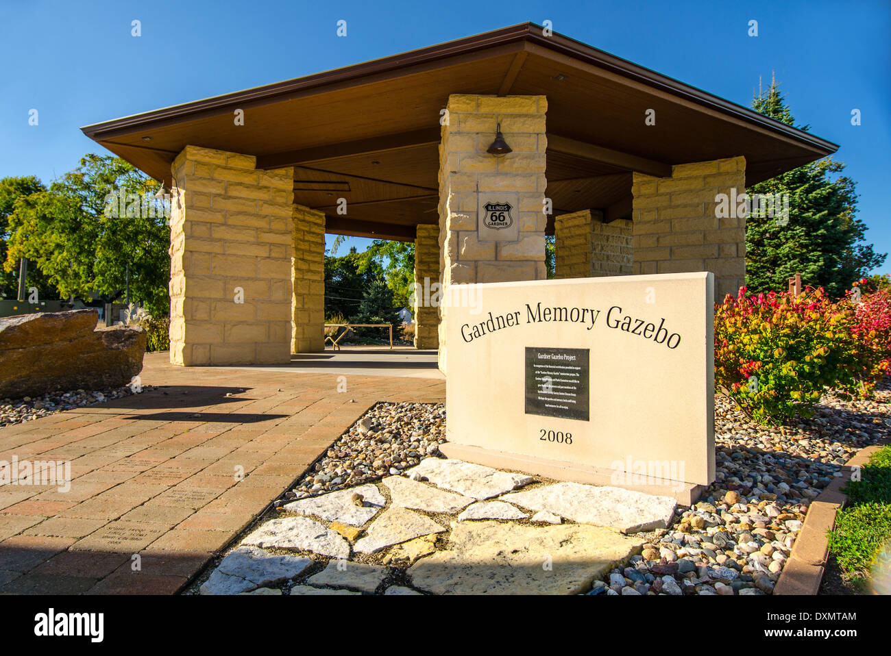 Gardner Gazebo de mémoire dans la ville de Gardner, Illinois, une ville le long de la Route 66 Banque D'Images