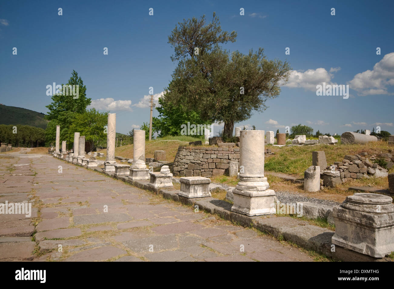 L'Asie, la Turquie, au nord de la mer Égée, Bergama (Pergame initialement 2e siècle AD), Asclepion (Temple d'Asclépios), Roman Bazaar Street Banque D'Images