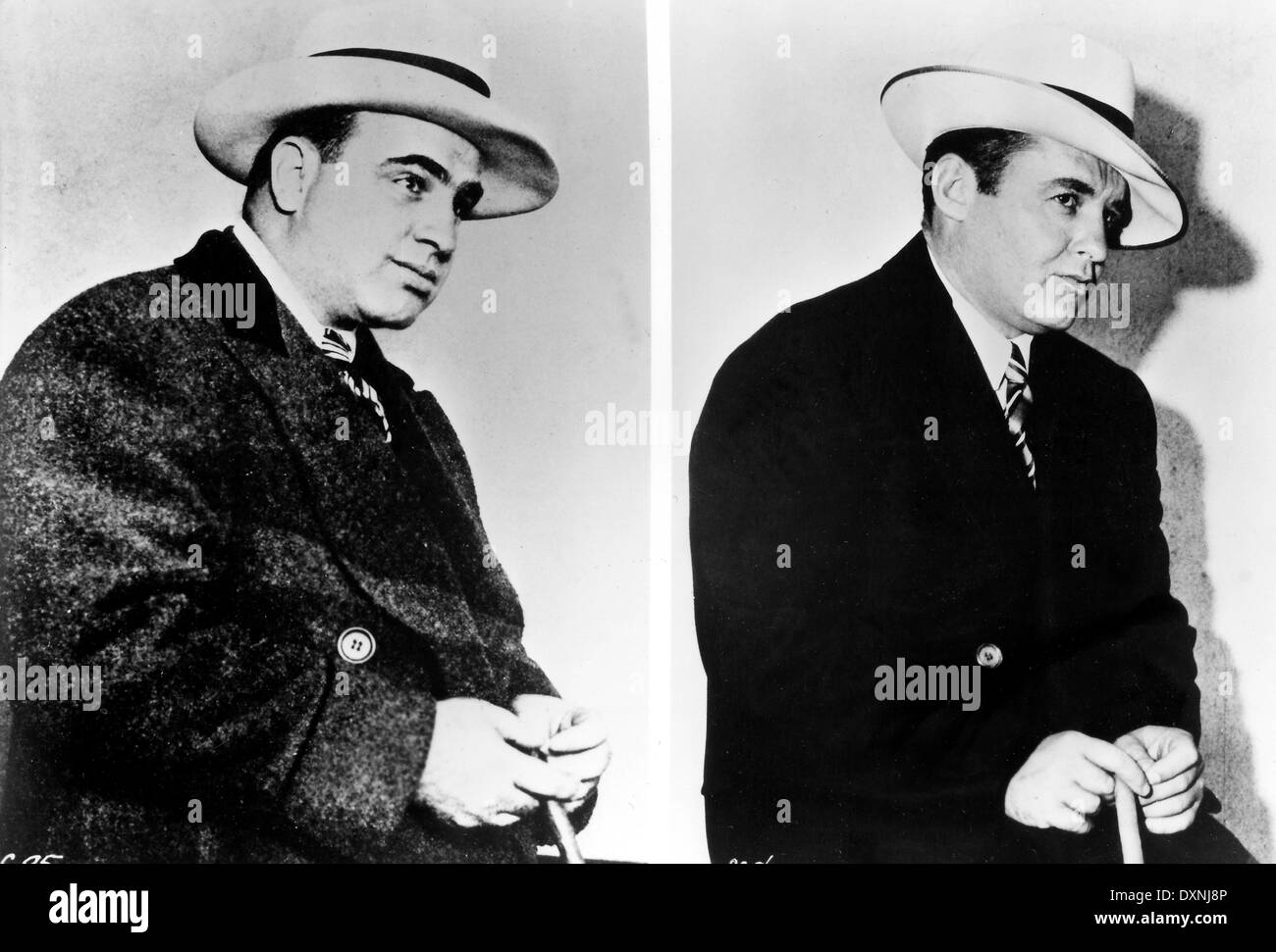 Le vrai Al Capone (gauche), par rapport à l'acteur ROD STEIG Banque D'Images
