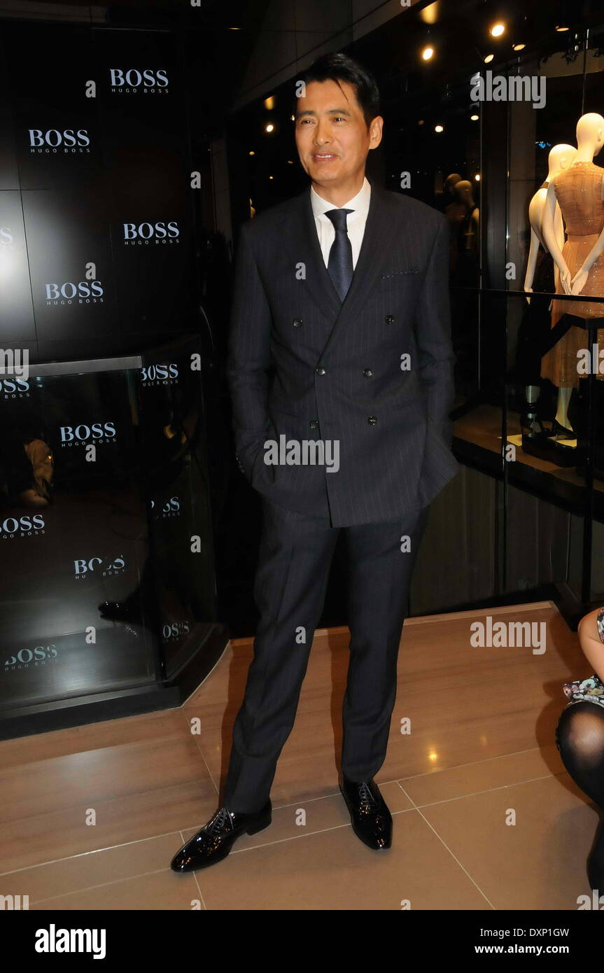Macao, Chine. Mar 27, 2014. L'acteur Chow Yun Fat assiste à l'événement commercial de 'Boss' à Macao, Chine Le jeudi 27 mars, 2014. © TopPhoto/Alamy Live News Banque D'Images