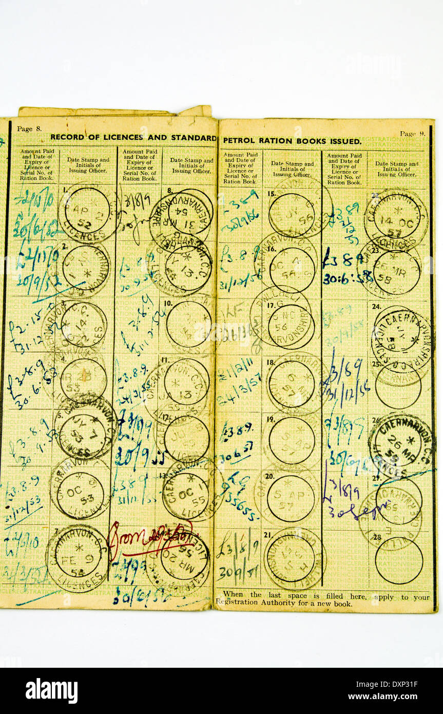 Ration d'essence Livre, Royaume-Uni. Banque D'Images