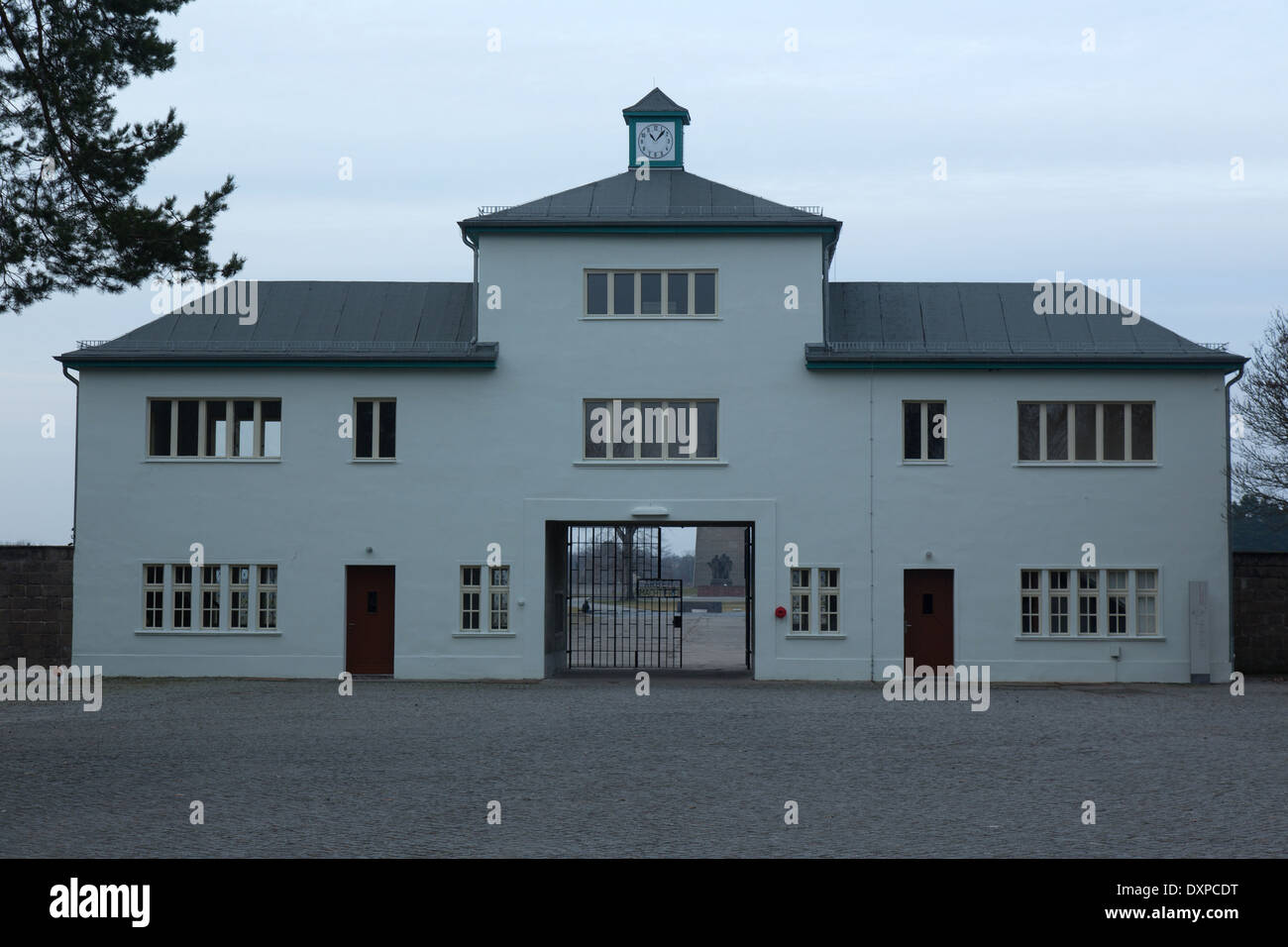 Oranienburg, Allemagne, l'entrée au Mémorial et musée de Sachsenhausen Banque D'Images