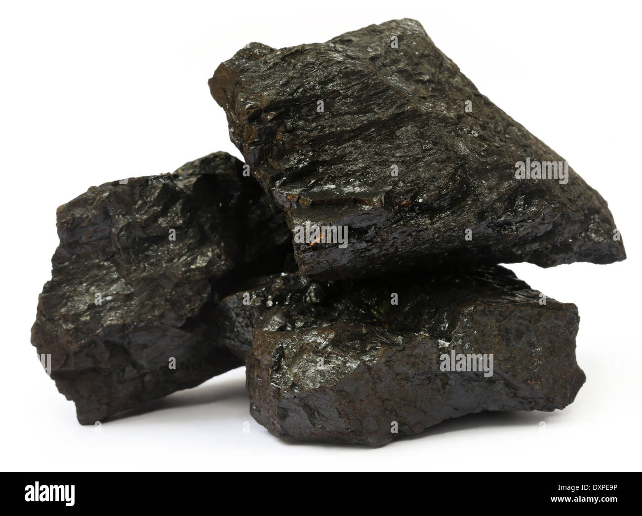 Le charbon bitumineux sur fond blanc Banque D'Images