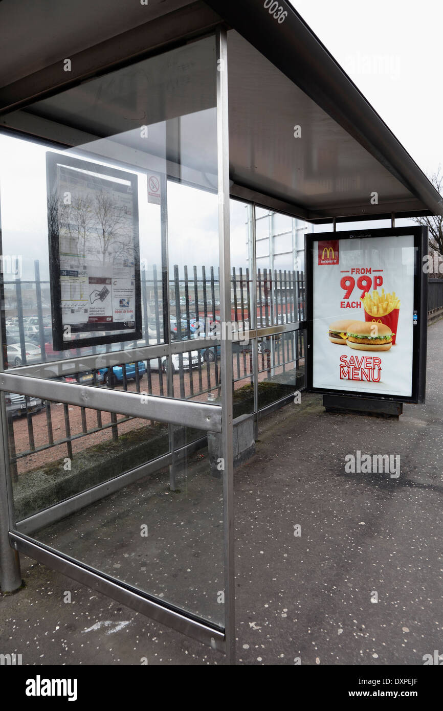 Un abri d'arrêt d'autobus vide, Ecosse, Royaume-Uni, Europe Banque D'Images