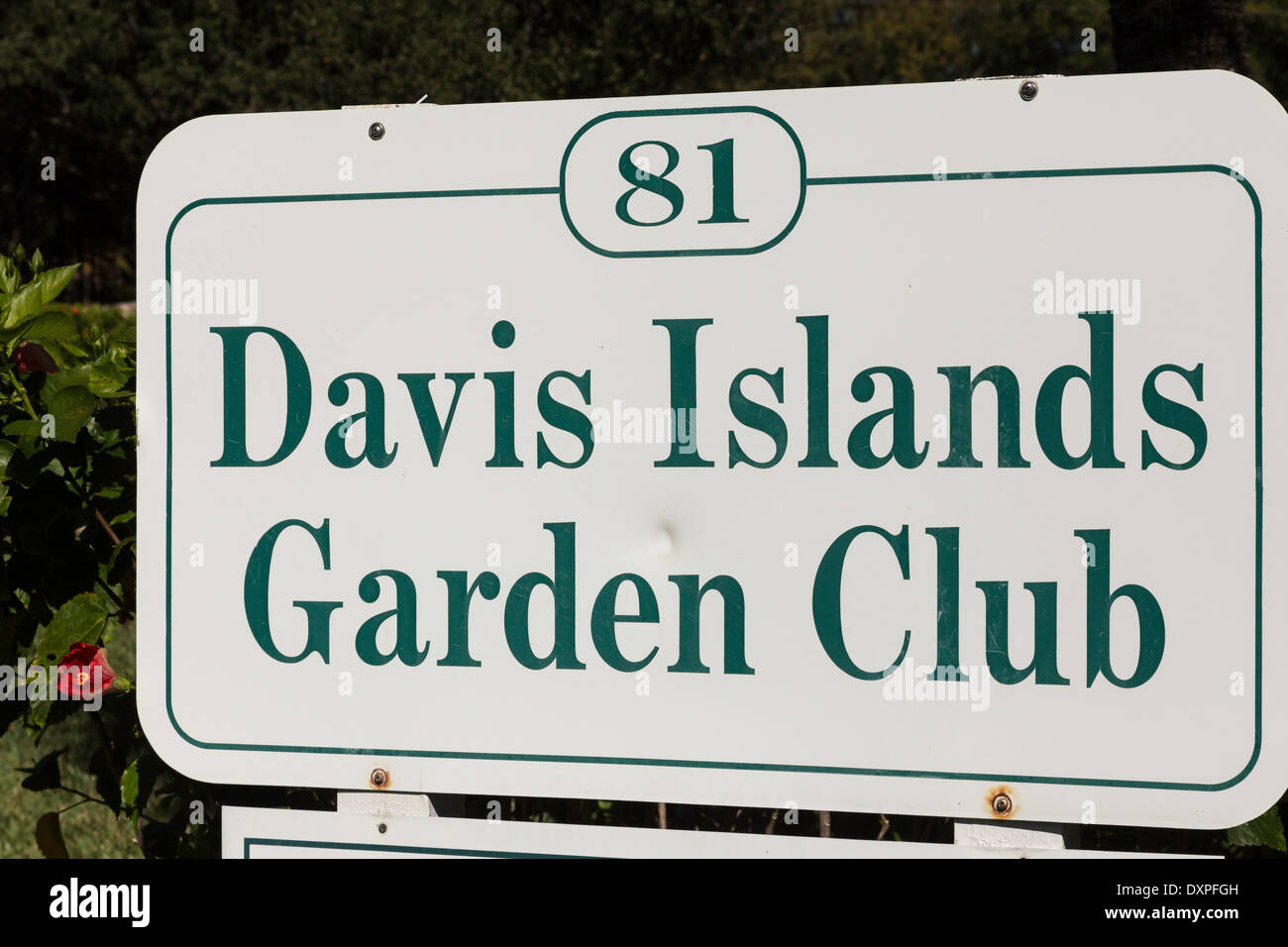 Îles Davis Garden Club Signe, Tampa, FL Banque D'Images