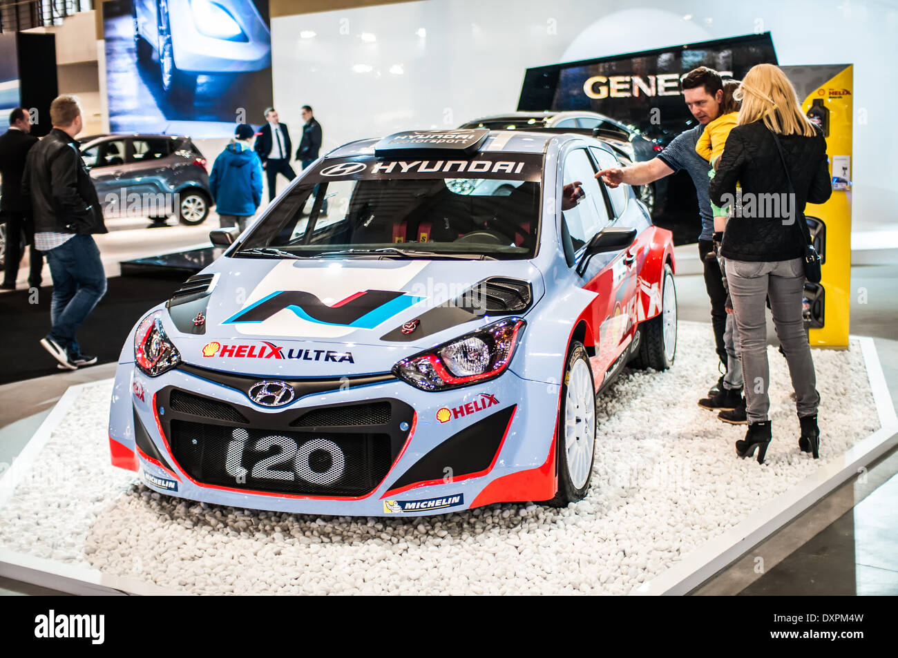 Poznan, Pologne. Mar 27, 2014. Poznan Motor Show est le plus grand événement juste en Pologne, l'industrie automobile, organisé chaque année par la foire internationale. Sur la photo Hyundai i20. Credit : Lukas Juszczak/Alamy Live News Banque D'Images