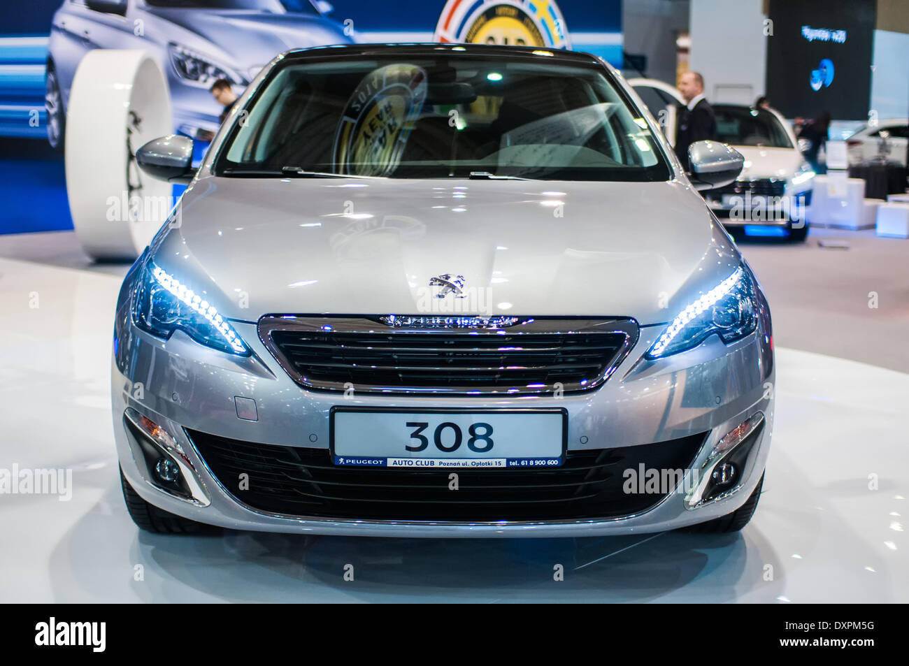 Poznan, Pologne. Mar 27, 2014. Poznan Motor Show est le plus grand événement juste en Pologne, l'industrie automobile, organisé chaque année par la foire internationale. Sur l'image Peugeot 308. Credit : Lukas Juszczak/Alamy Live News Banque D'Images