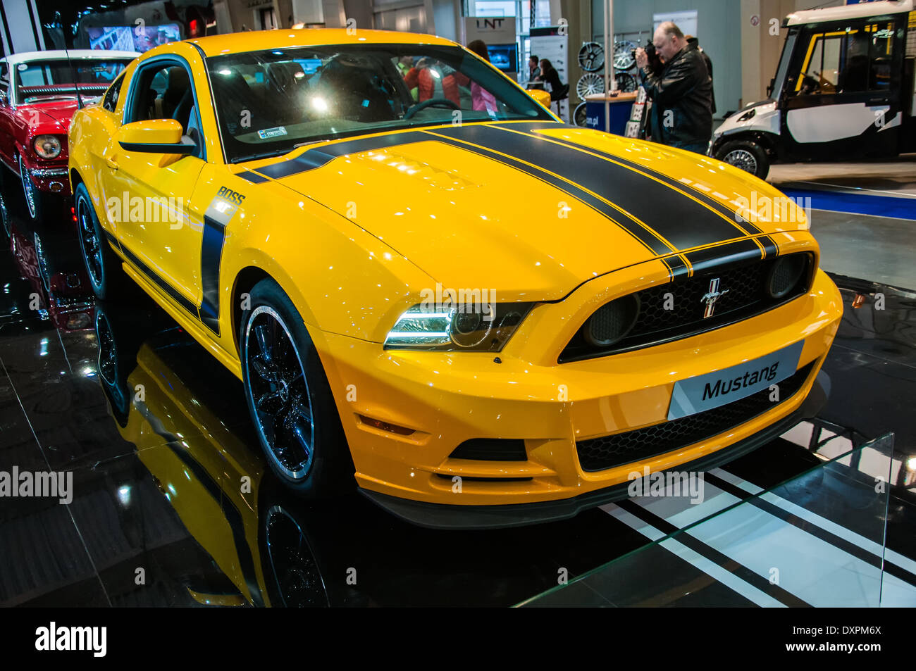Poznan, Pologne. Mar 27, 2014. Poznan Motor Show est le plus grand événement juste en Pologne, l'industrie automobile, organisé chaque année par la foire internationale. Sur la photo Ford Mustang Boss 302. Credit : Lukas Juszczak/Alamy Live News Banque D'Images