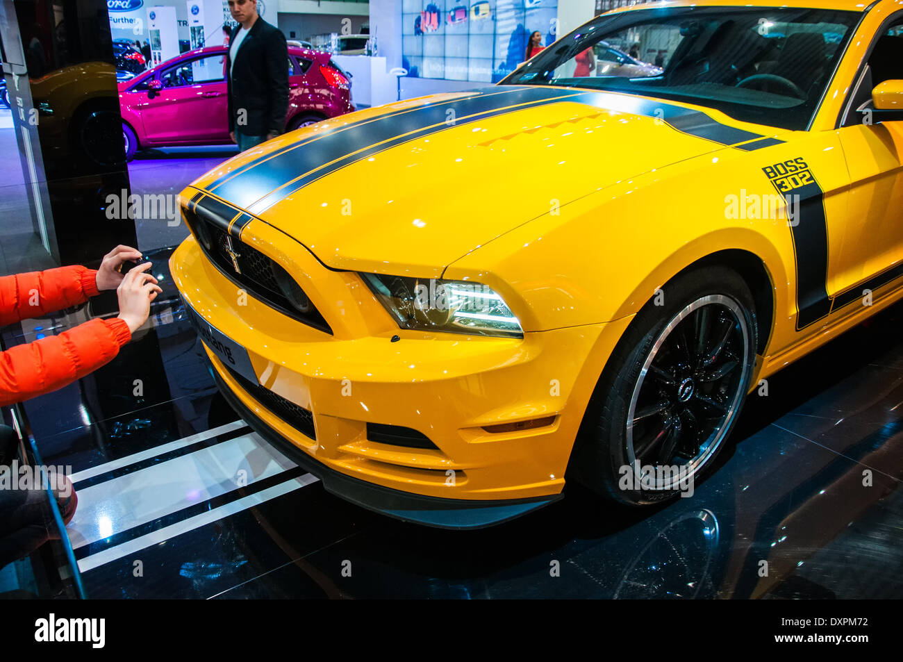 Poznan, Pologne. Mar 27, 2014. Poznan Motor Show est le plus grand événement juste en Pologne, l'industrie automobile, organisé chaque année par la foire internationale. Sur la photo Ford Mustang Boss 302. Credit : Lukas Juszczak/Alamy Live News Banque D'Images