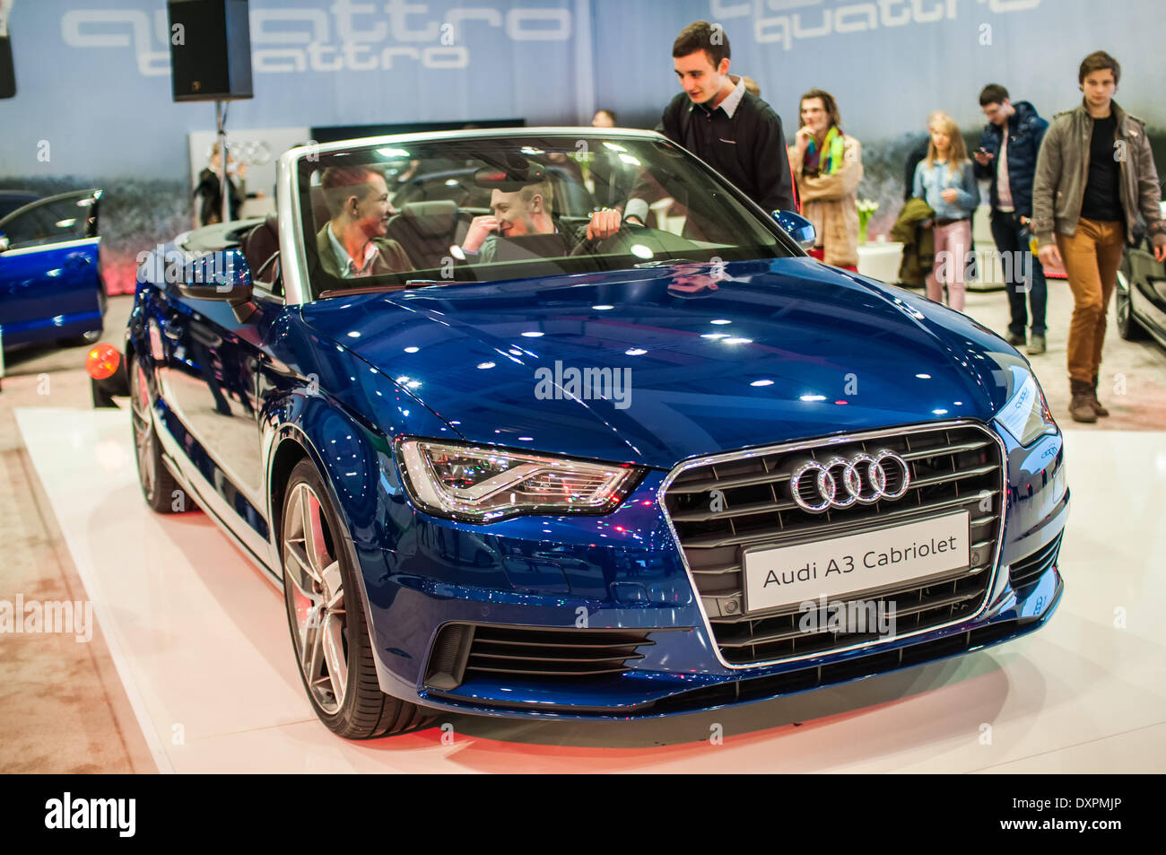 Poznan, Pologne. Mar 27, 2014. Poznan Motor Show est le plus grand événement juste en Pologne, l'industrie automobile, organisé chaque année par la foire internationale. Sur la photo Audi A3 Cabriolet. Credit : Lukas Juszczak/Alamy Live News Banque D'Images