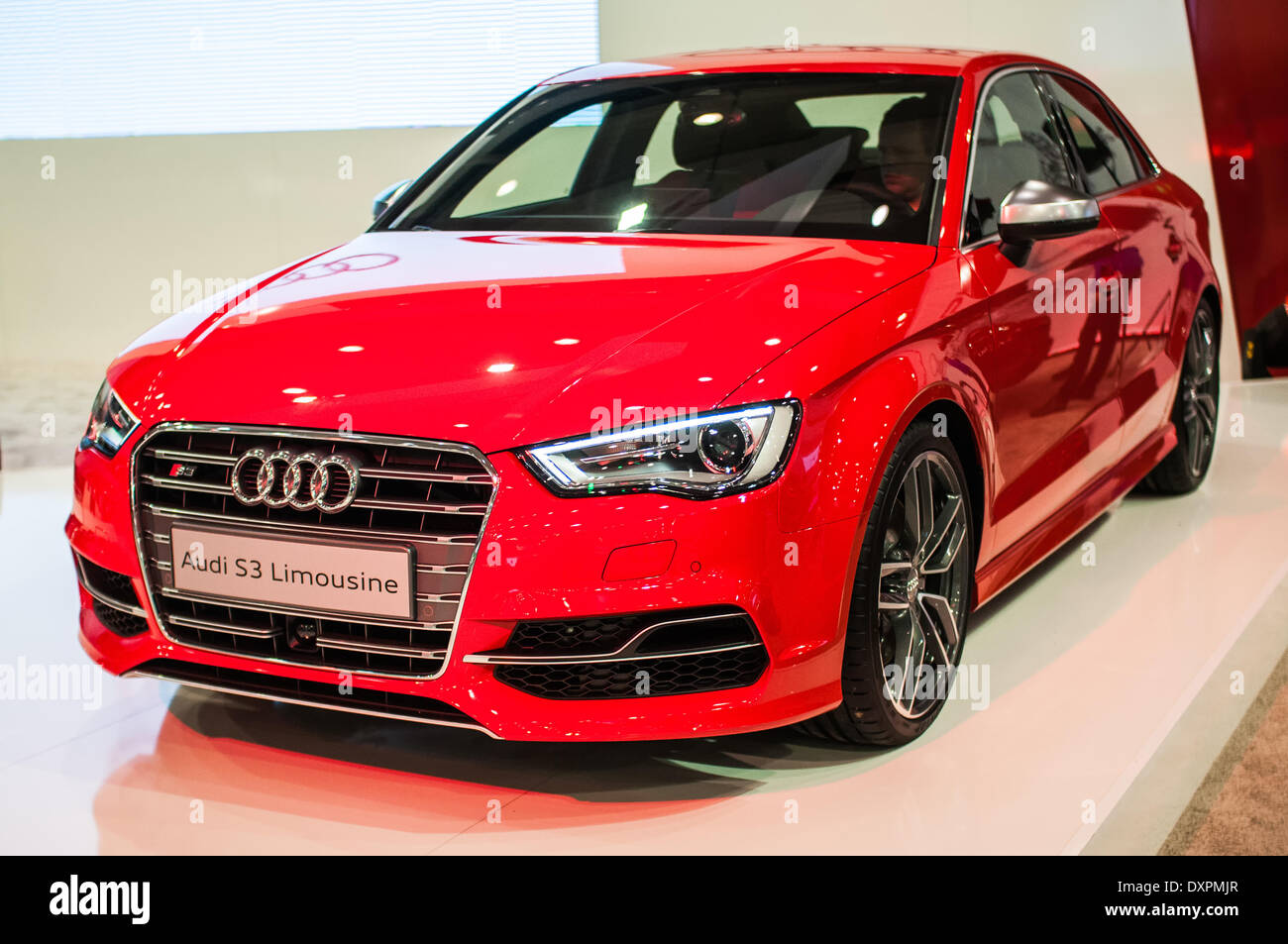 Poznan, Pologne. Mar 27, 2014. Poznan Motor Show est le plus grand événement juste en Pologne, l'industrie automobile, organisé chaque année par la foire internationale. Sur la photo Audi S3 Limousine. Credit : Lukas Juszczak/Alamy Live News Banque D'Images