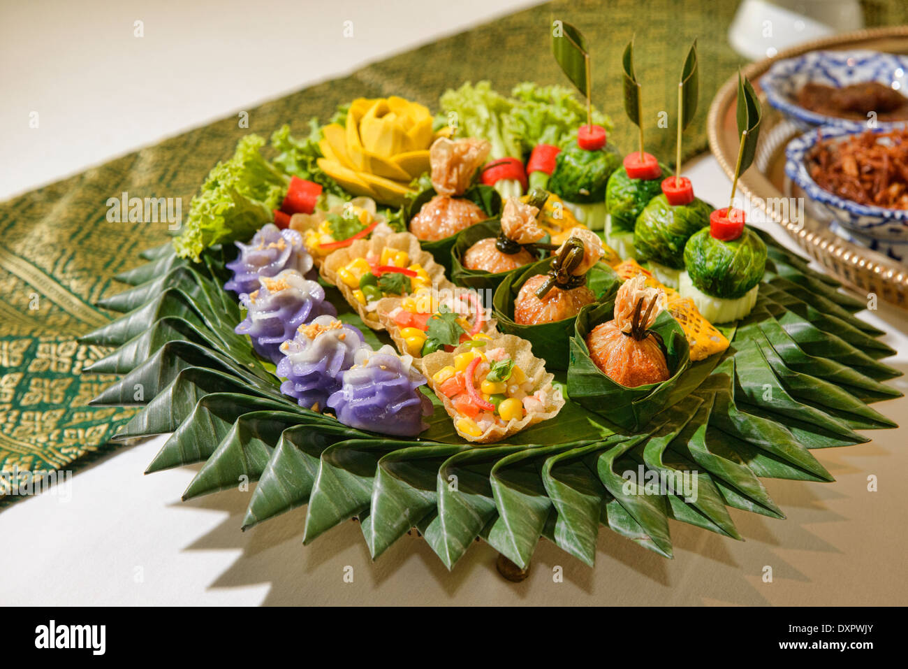 Palais Royal Thai cuisine traditionnelle, cho muang boulettes, Bangkok, Thaïlande Banque D'Images