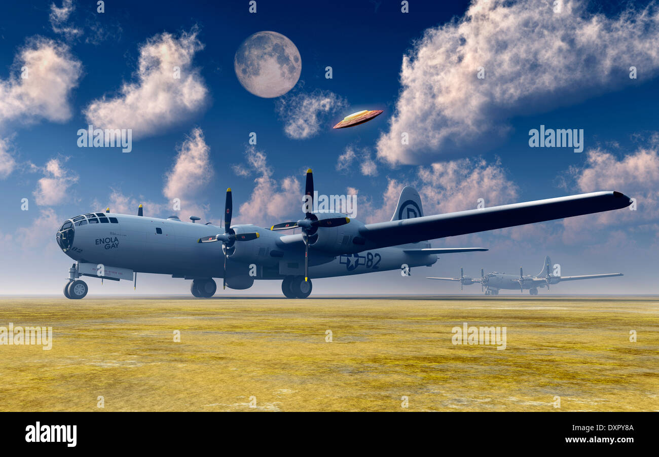 L'enola gay de bombardiers B-29 Superfortress.stationné à 'walker Airforce Base" après la deuxième guerre. Banque D'Images