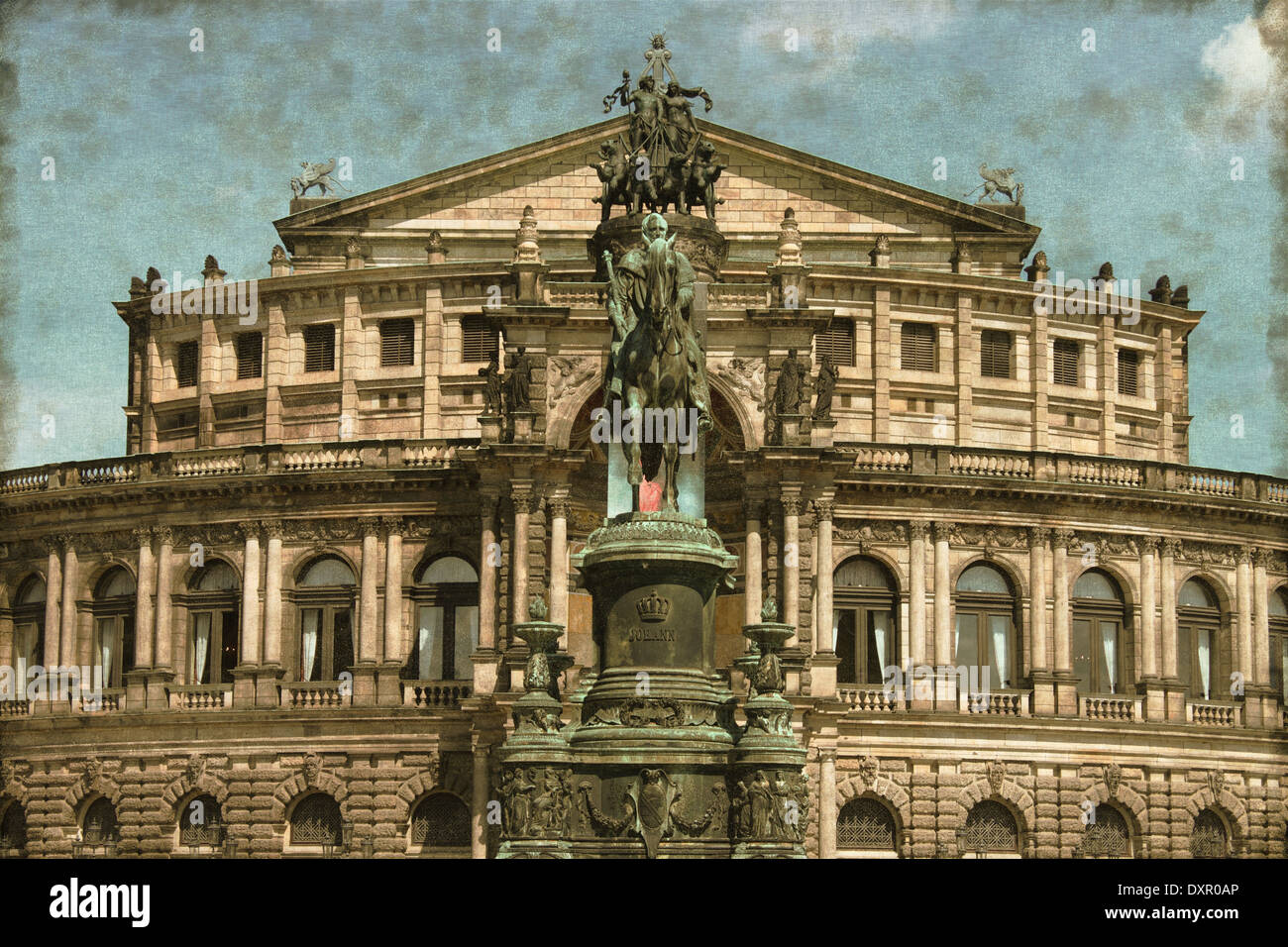 Image Vintage du Théâtre de l'opéra de Dresde (Allemagne) appelé Semperoper Banque D'Images