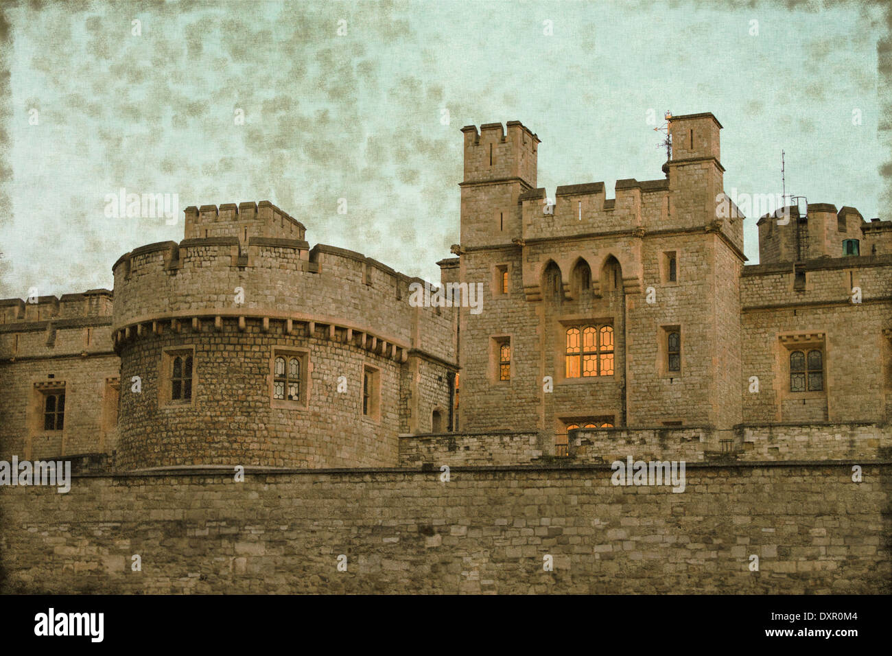 Image vintage de la forteresse de pierre de la Tour de Londres, UK Banque D'Images