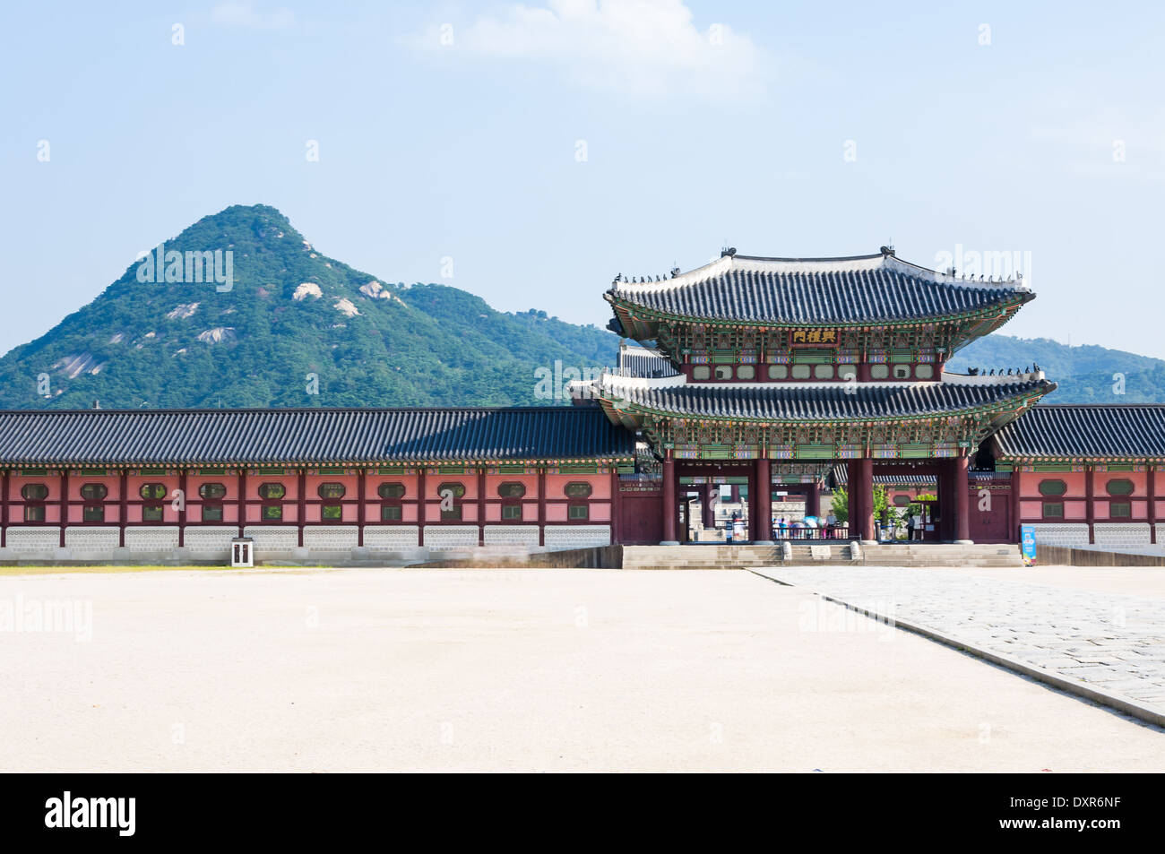 L'architecture traditionnelle coréenne à Gyeongbokgung Palace à Séoul, Corée du Sud. Banque D'Images