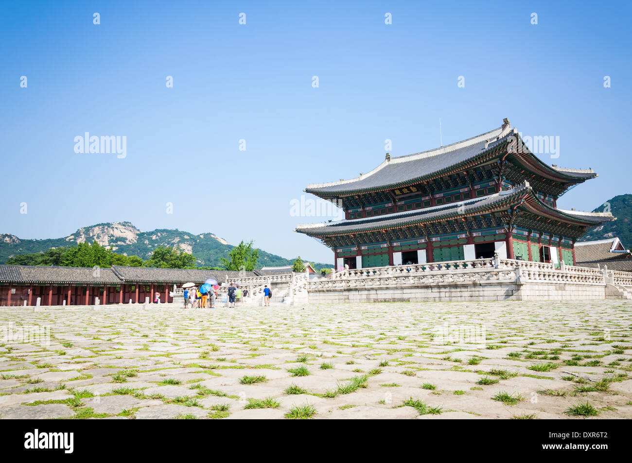 L'architecture traditionnelle coréenne à Gyeongbokgung Palace à Séoul, Corée du Sud. Banque D'Images