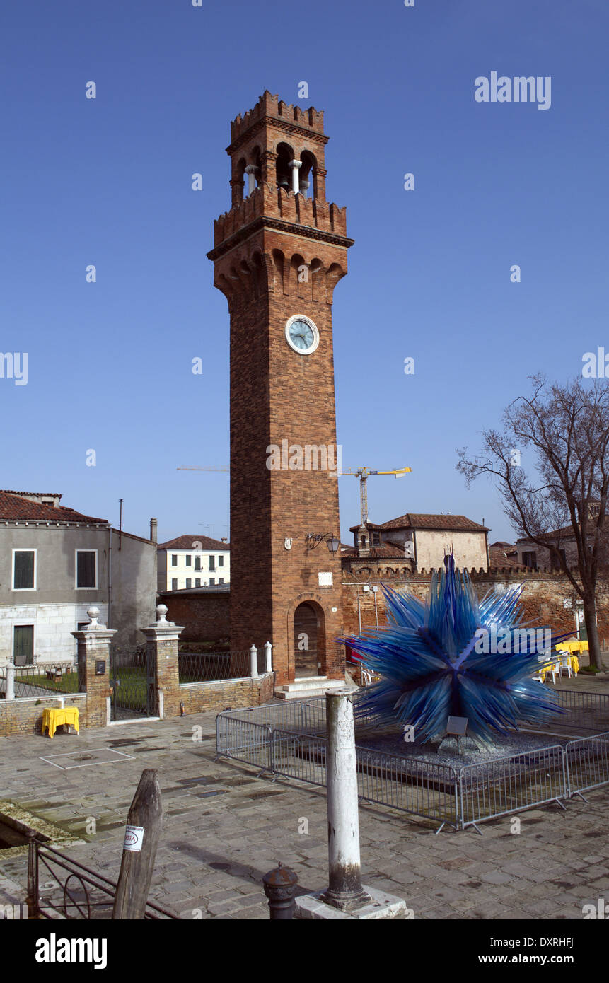 Sculpture en verre de murano bleu l'île de Murano à Venise Banque D'Images