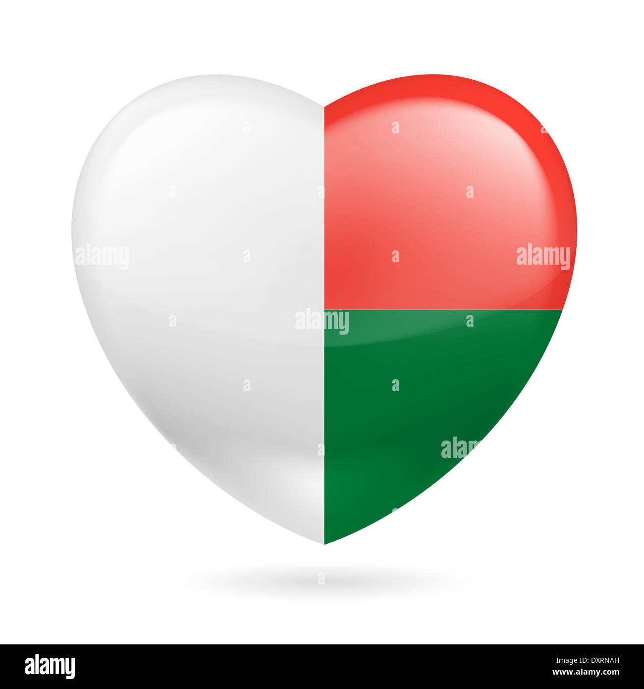 Coeur avec les couleurs du drapeau malgache. J'aime Madagascar Banque D'Images